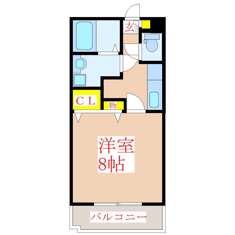 ウィングヒロセ(1K/3階)の間取り写真