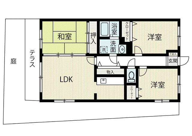 アマール竹下(3LDK/1階)の間取り写真
