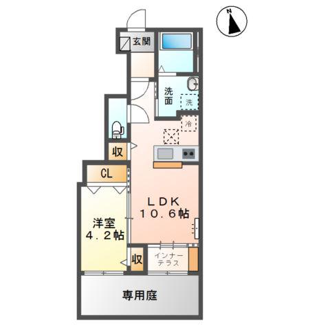 ソランジュ(1LDK/1階)の間取り写真