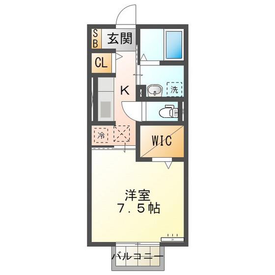 ディーシャンブル上浜町(1K/1階)の間取り写真