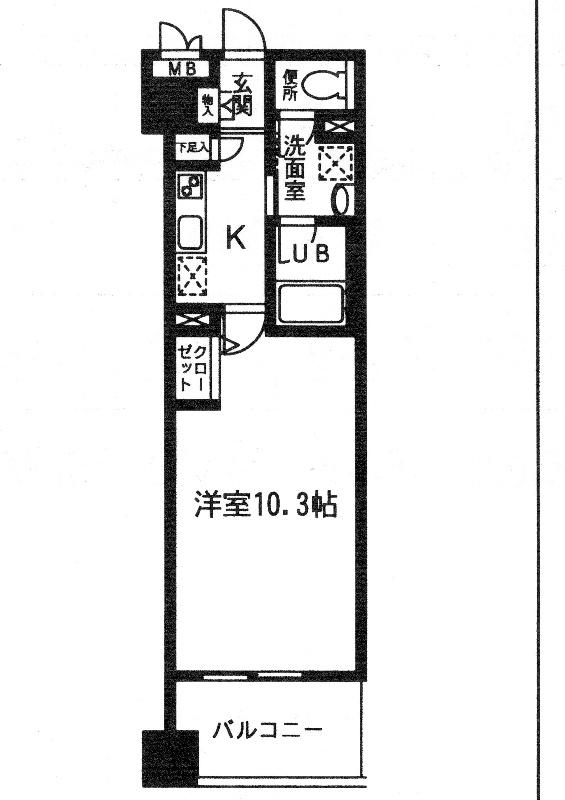 ロイヤルメドゥ北戸田(1K/2階)の間取り写真