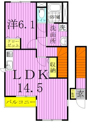 FELICIA AMELLOIDESフェルシア・アメロイデス(1LDK/2階)の間取り写真