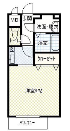 アトランティックコート弐番館(1K/2階)の間取り写真