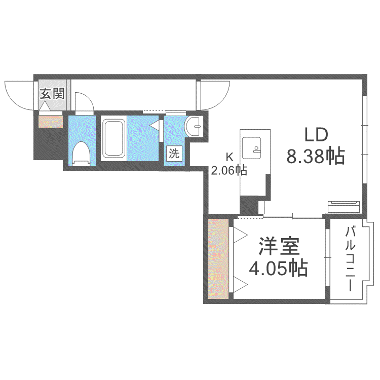 ダイヤモンド山鼻(1LDK/2階)の間取り写真
