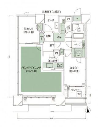 ドゥ・トゥールE棟(2LDK/34階)の間取り写真