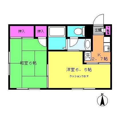 ジュネス長津田(1K/2階)の間取り写真