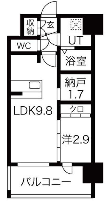 エストワン東大阪2(1SLDK/8階)の間取り写真