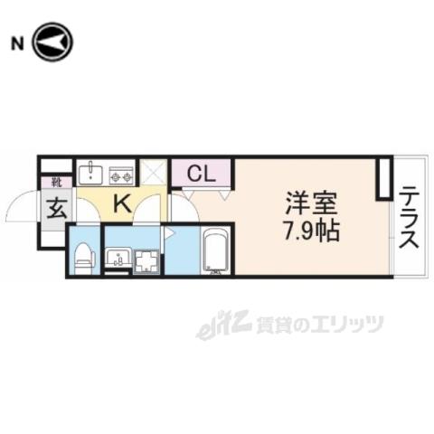 ブランドール(1K/1階)の間取り写真