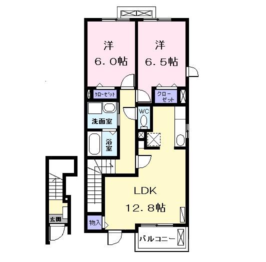 JR関西本線 春田駅 徒歩9分 2階建 築17年(2LDK/2階)の間取り写真