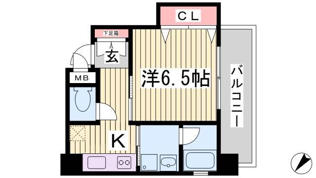 エスティ・ロアール神戸西(1K/6階)の間取り写真