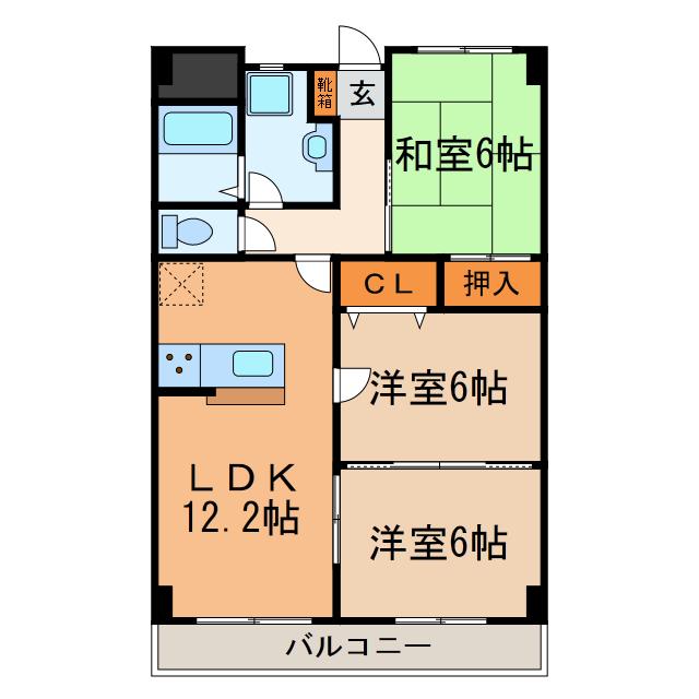 グレイス(3LDK/2階)の間取り写真