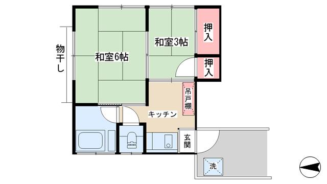若竹荘(2K/2階)の間取り写真