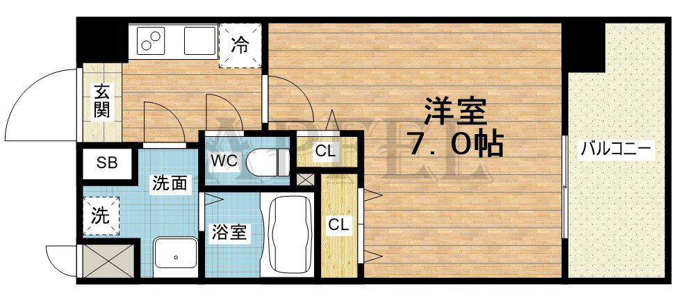 ラシーヌ瓦屋町(1K/12階)の間取り写真