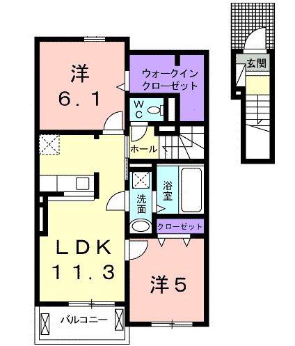 アークガーデン鷺ヶ森(2LDK/2階)の間取り写真