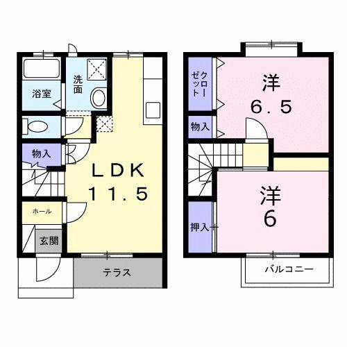 メゾン雪椿II(2LDK/1階)の間取り写真