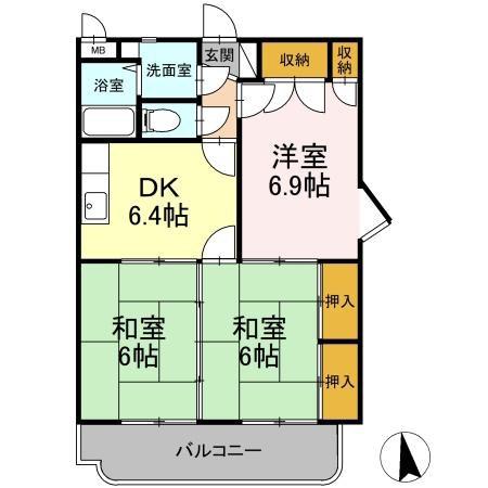 レジデンス東望(3DK/4階)の間取り写真