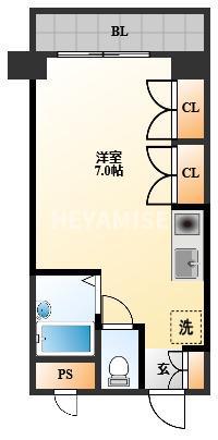 クーブス(ワンルーム/2階)の間取り写真