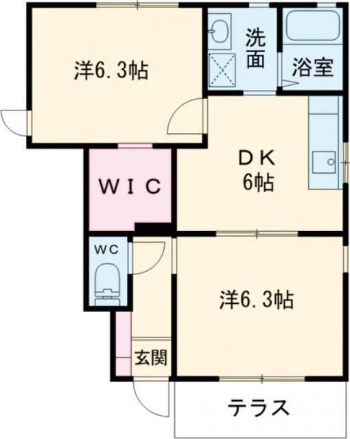 ファミール大保(2DK/1階)の間取り写真