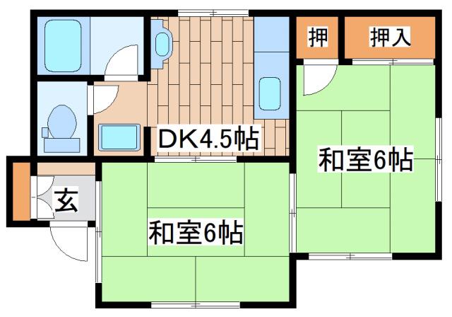 ハイツ菊水(2DK/2階)の間取り写真