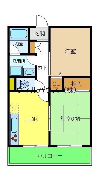 シャトー中三(2DK/3階)の間取り写真