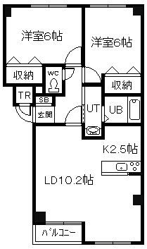 ラウルス(2LDK/1階)の間取り写真