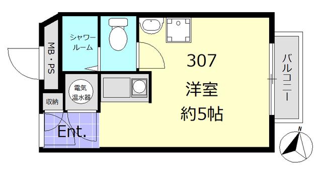 九段アビタシオン(ワンルーム/3階)の間取り写真