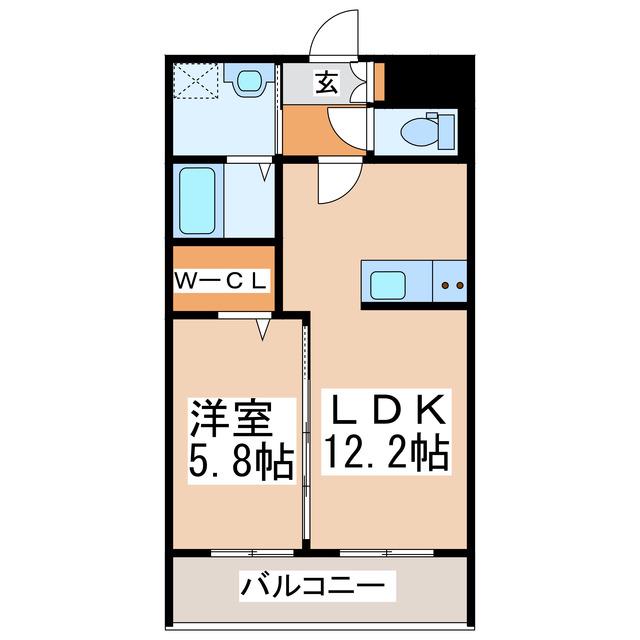 シャルム光の森(1LDK/2階)の間取り写真