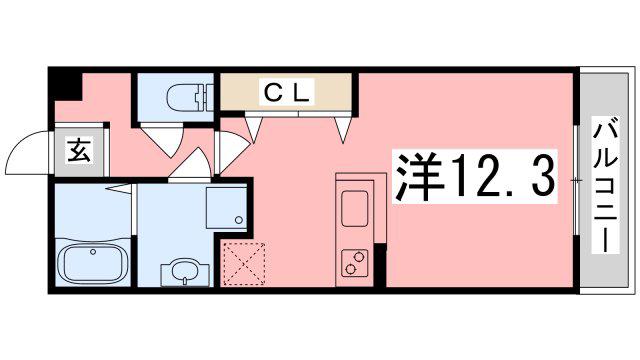 ラフィネコート(ワンルーム/1階)の間取り写真
