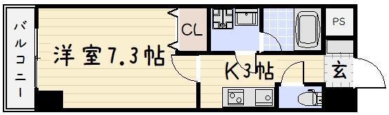 U-BASIC REEF 三萩野(1K/6階)の間取り写真