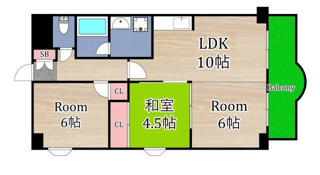 都島北通マンション(2SLDK/3階)の間取り写真