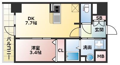 大阪難波NOAH(1DK/8階)の間取り写真