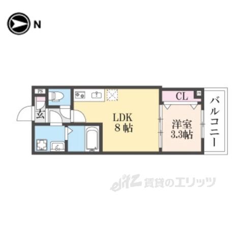 シエーナ川西中央3(1LDK/3階)の間取り写真