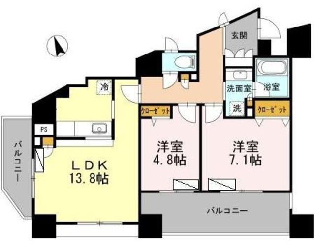 カスタリア荒川(2LDK/6階)の間取り写真