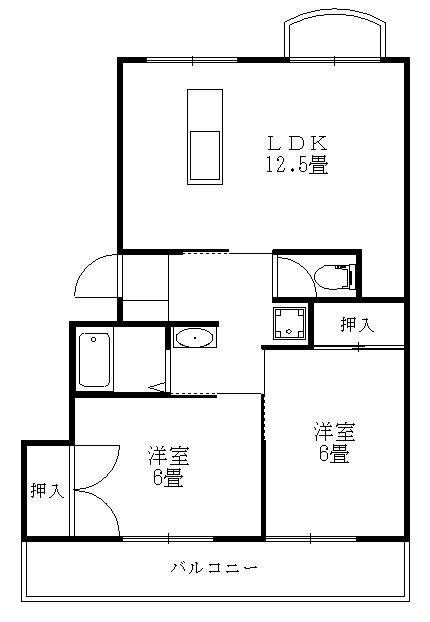 ガーデンヒルズ助任I(2LDK/4階)の間取り写真