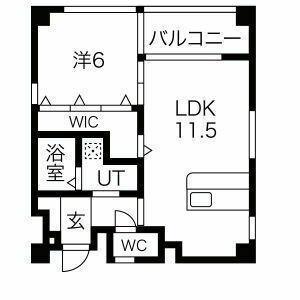 ベルメゾン田代本通(1LDK/1階)の間取り写真