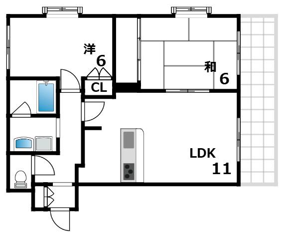 クオリティ西芦屋1(2LDK/3階)の間取り写真