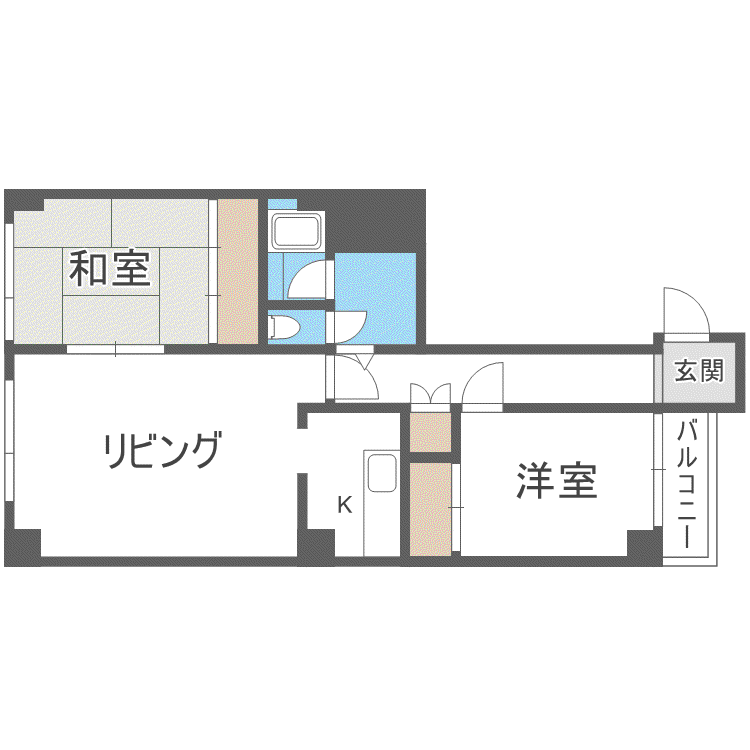 丸二ビル(2LDK/3階)の間取り写真