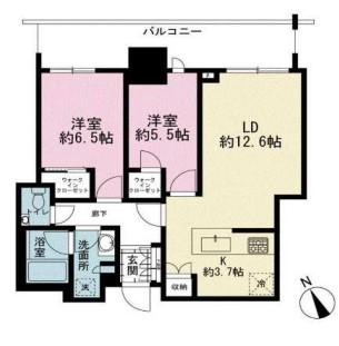 ブランズタワー芝浦(2LDK/26階)の間取り写真