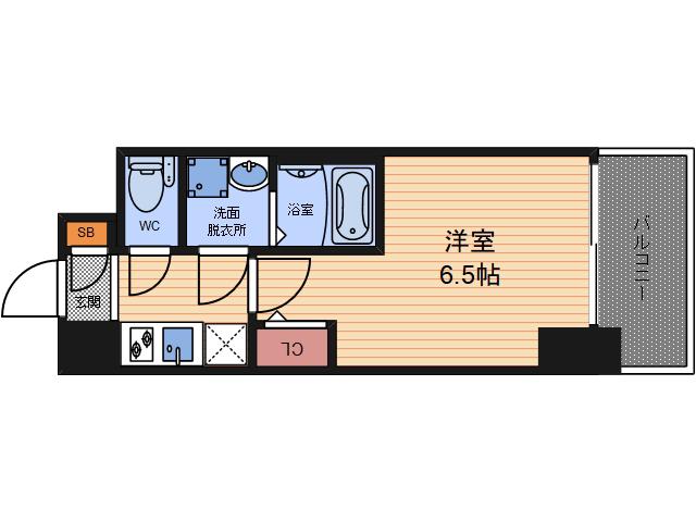 S-RESIDENCE福島玉川DEUX(1K/13階)の間取り写真
