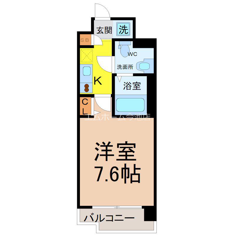 エコロジー鶴舞レジデンス(1K/11階)の間取り写真