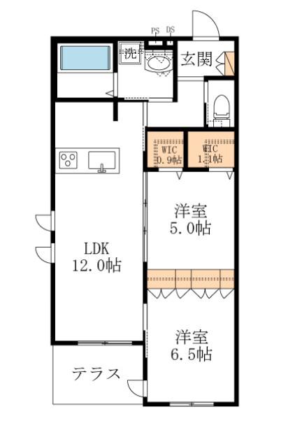ソルクレスト(2LDK/1階)の間取り写真