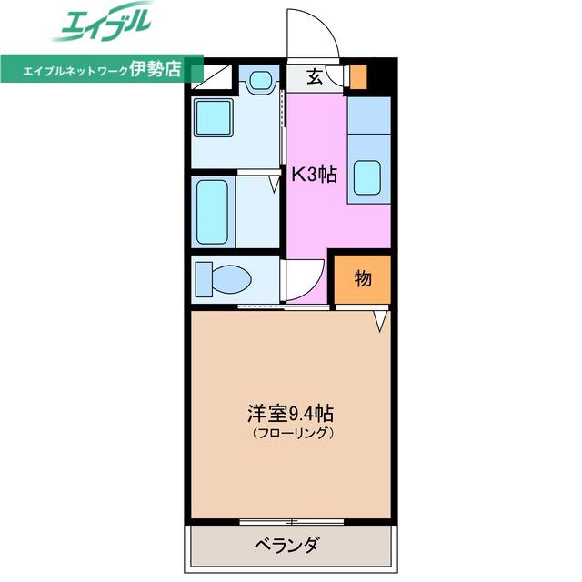 テージスII(1K/3階)の間取り写真