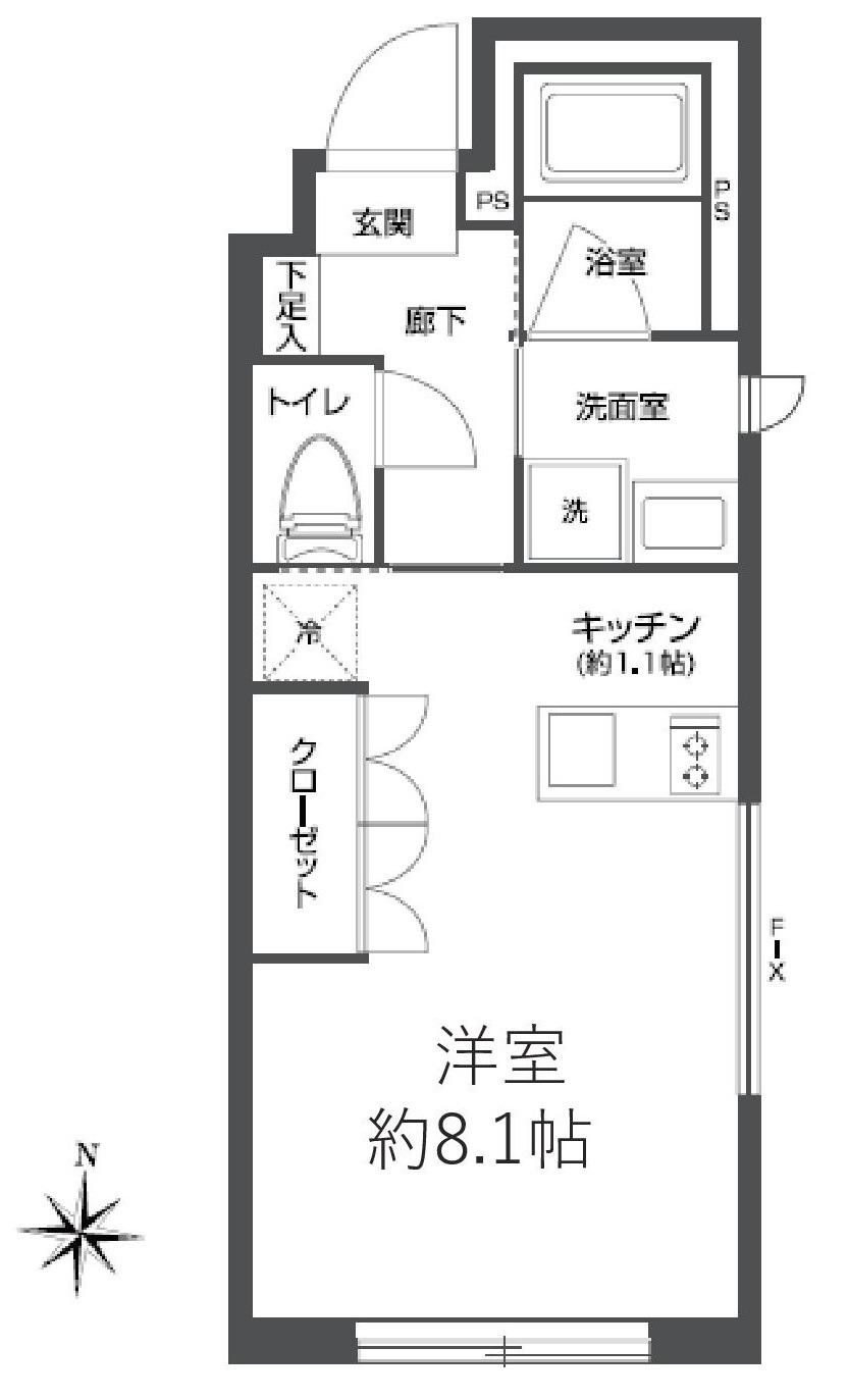 プラティーク森下(ワンルーム/3階)の間取り写真