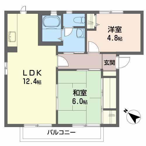 グランシード21B(2LDK/1階)の間取り写真