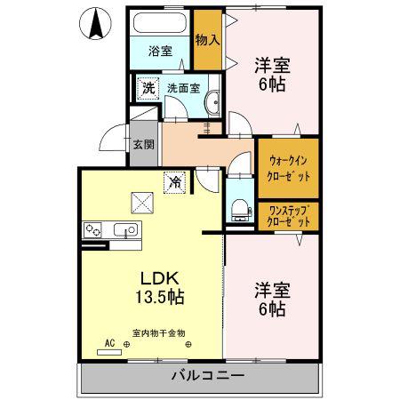 マイリーブル(2LDK/1階)の間取り写真