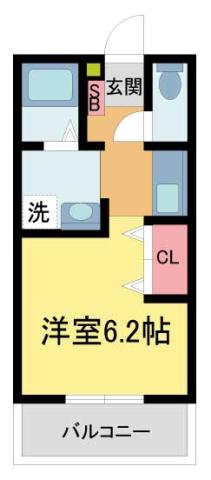 グリーンコート宝塚(1K/1階)の間取り写真