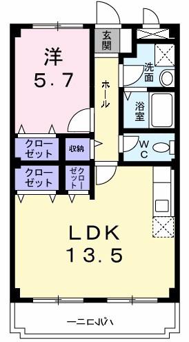 ディアコートK(1LDK/3階)の間取り写真