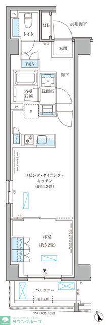 パークアクシス文京本郷(1LDK/2階)の間取り写真