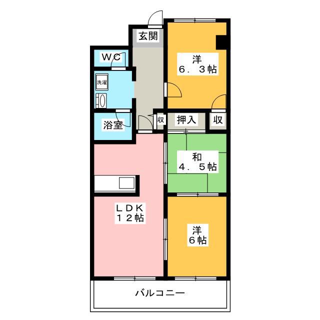 GRADO大垣(3LDK/2階)の間取り写真