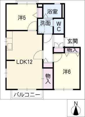 ディアハウス(2LDK/2階)の間取り写真